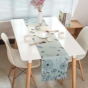 Elegant Dandelions and Dragonflies Blue Table Runner, Wildflowers Floral Herbs Antique Botanical, Kitchen Dining Table Runners for Indoor Outdoor Home Party Holiday Decor 13X72Inch Elegant Dandelions and Dragonflies Blue Table Runner Wildflowers Floral Herbs Antique Botanical Kitchen Dining Table Runners for Indoor Outdoor Home Party Holiday Decor 13X72Inch