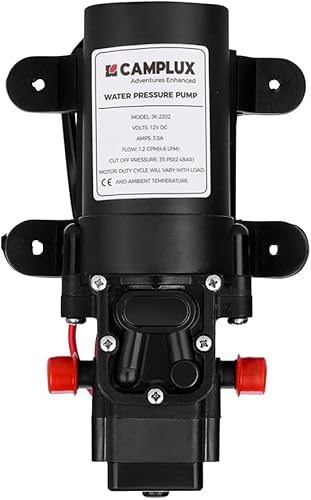 Camplux - Bomba de agua de 12 V CC, bomba de diafragma de 1.2 GPM 4.3 Lmin para caravana RV barco de pesca marina