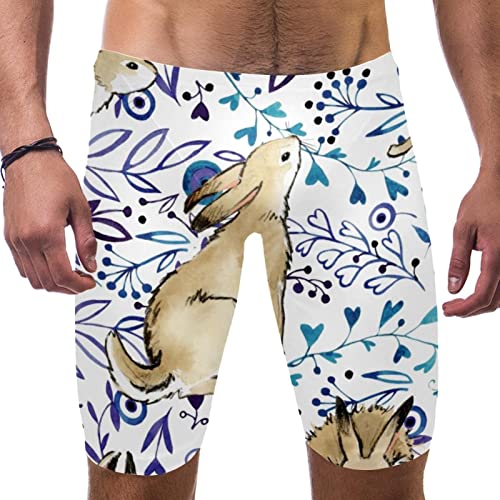 Short de bain garçon motif fleuri et lapins colorés S