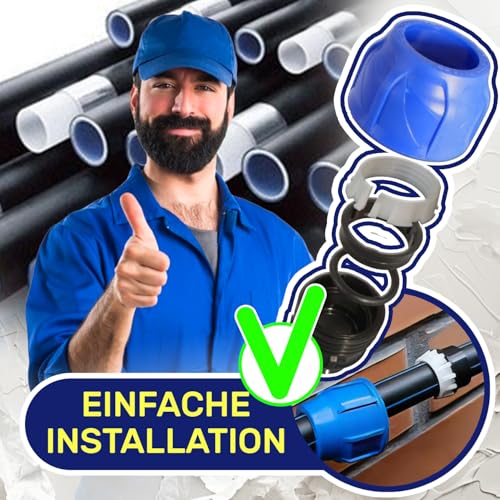 2 Stück Muffe Verschraubung Ø 25 mm x 3/4″ mit Innengewinde Verstärkt mit Verzinktem Stahlring aus Polypropylen PP Fitting für die Verbindung von Polyethylen PE Rohr - MONTERAL