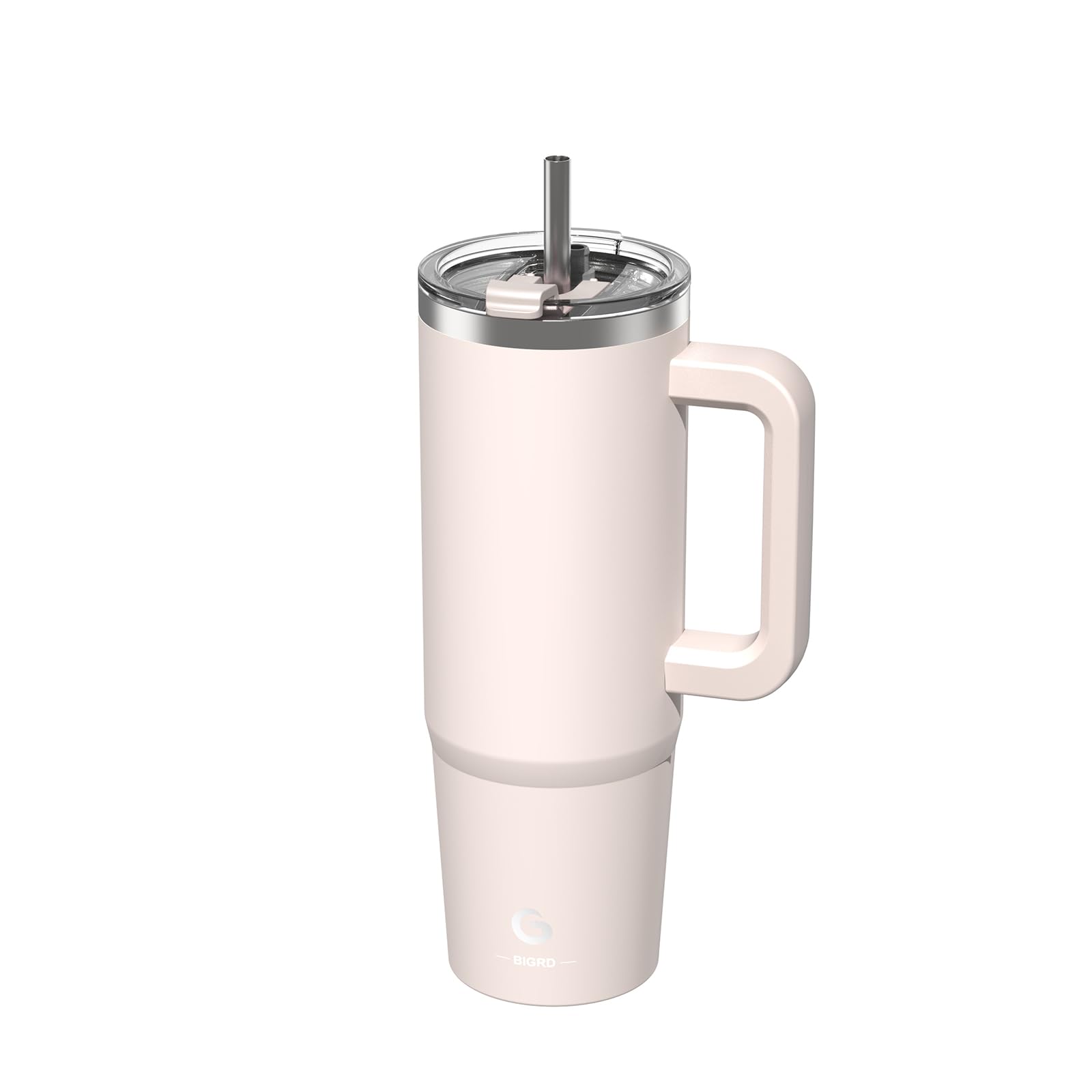 BIGRD 890ml Insulated Coffee Cup Travel Mug Double-Walled Stainless Steel Vacuum Leak-Proof Drinking Cup with Handle and Straw Thermal Tumbler,Skin