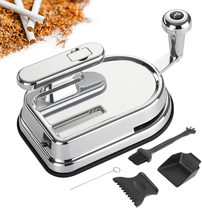 Cigarette Rolling Machine Manual Tobacco Rolling Machine Hand Operation Injector Suitable for 0.31 inch/8 mm Diameter Pipes (Silver)