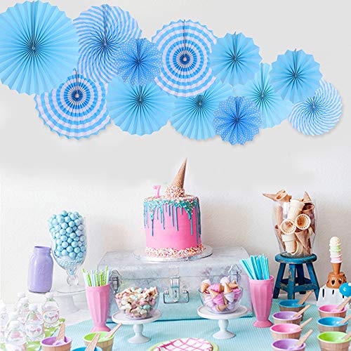 Zilue Hanging Blue Paper Fans Decoration Kit Round Paper Garlands For Wedding Birthday Party Baby Showers Events Accessories Set Of 6 #TOP3
