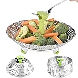 【Apto para lavavajillas, fácil de limpiar】 Fácil de instalar y limpiar, funciona muy bien y se lava con seguridad en el lavavajillas. La cesta de vapor para verduras es fácil cocinar alimentos saludables.