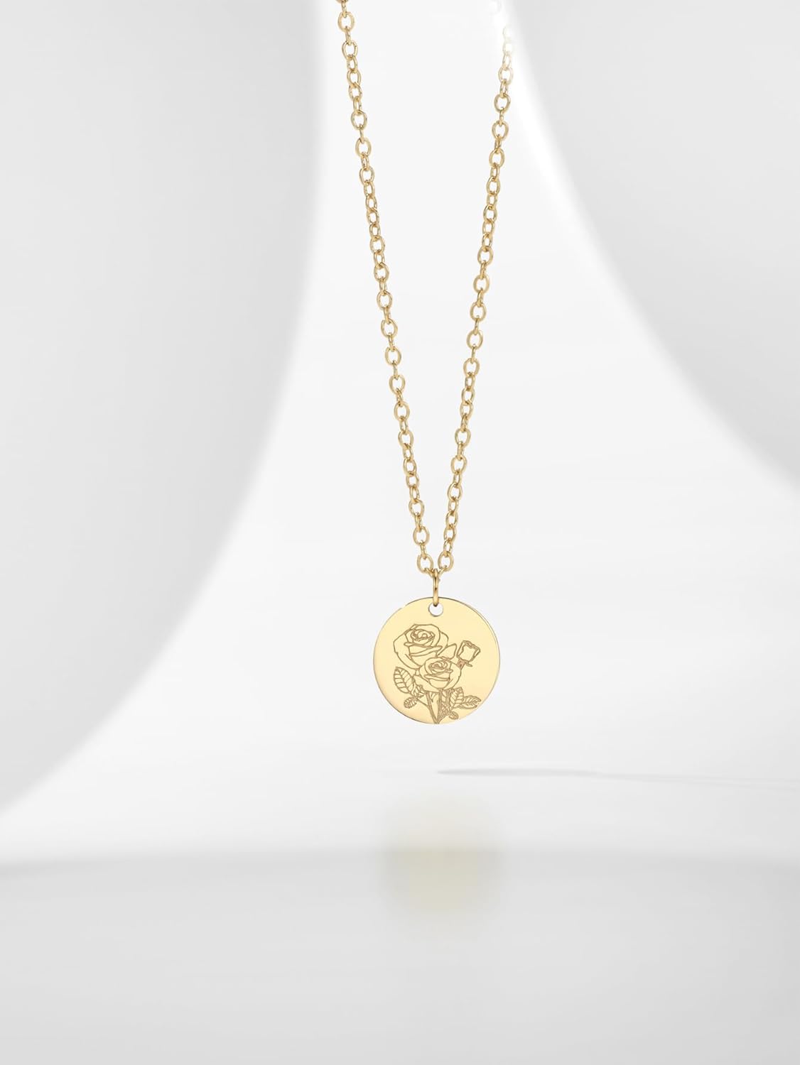 Birth Flower Necklace, 14K Gold Plated Floral Pendant Necklaces for Women, Simple Dainty Birth Month Flower Necklace, Birthday Jewelry for Women - 12 Month - Image 4