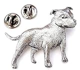 Emblems-Gifts Staffordshire Bull Terrier Fait en Étain Massif en UK Badge + 59mm Bouton Badge + Sac Cadeau