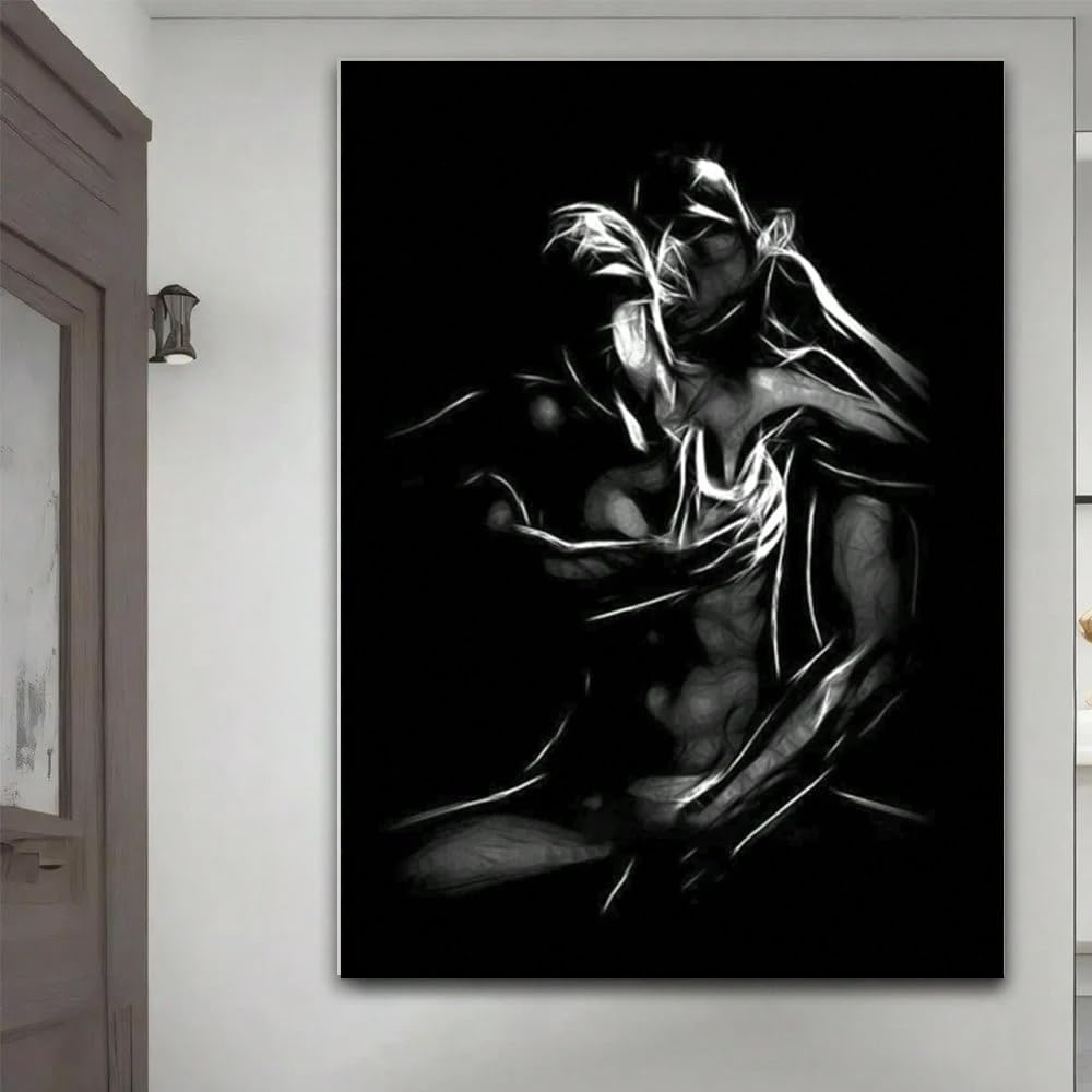 GKRXNZC Couple Lover Modern Black And White Canvas Wall Art, Neutral Abstract Boho Canvas Wall Art, for Bedroom, Living Room(35x45cm/14x22in(WxH)/No frame)