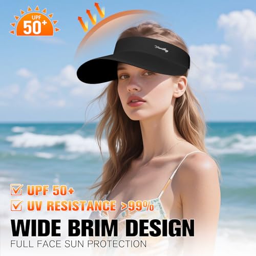 Image of YANIKY Sun Visor Hat for Women,UPF50+ Seamless Sun Hats Men Women Lightweight Sports Cap Stretchy Ponytail Hat for Outdoor
