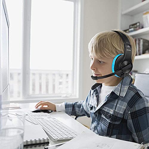 Meedasy Kids Adults Over-Ear Gaming Headphone For Xbox One, Nintendo Switch, Bass Surrounding Stereo, Ps4 Gaming Headset With Microphone And Volume Control For Laptop, Pc, Wired Noise Isolation (Blue) #TOP4