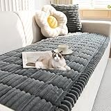 YKFN ソファーパッド ソファカバー ソファーカバー 2人掛け 3人掛け 肘付き かけるだけ 秋冬用 暖かい ソファーシート マルチカバー ソファー ソファーマット 長座布団 犬猫対策 肘なし ふんわり ずれない ベッドカバー 替えソファカバー 汚れ防止 厚手 寒さ対策 洗える ダークグレー 70*150CM