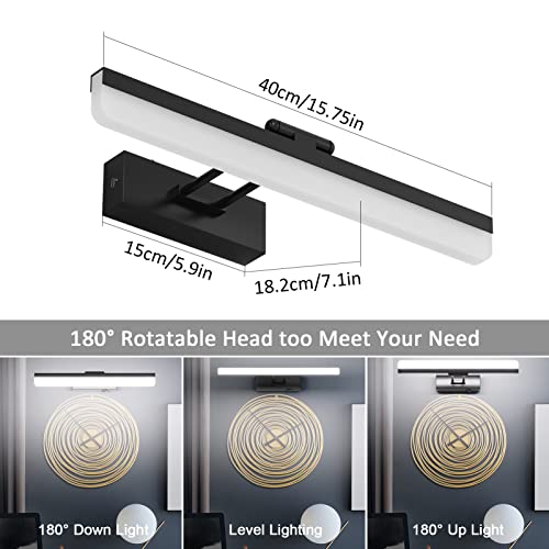 Ralbay Wireless Picture Light Battery Operated,Remote Control Painting Light With Rotatable Lampshade,Dimmable 3 Color Temperature Art Display Light For Painting,Black Bathroom Vanity Light For Mirror #TOP1