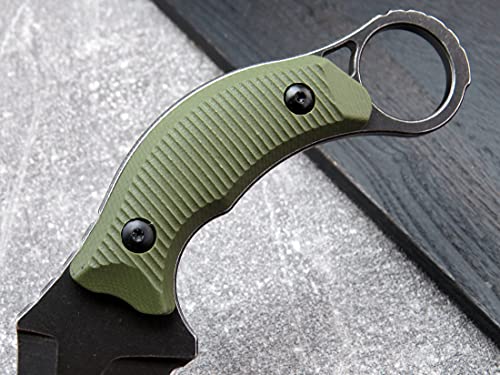 Ccanku C1109 Fixed Blade Knife, D2 Steel + G10 Handle Claw Knife, Edc Tool Knife With K Sheath For Outdoor Camping, Hiking-Army Green #TOP3
