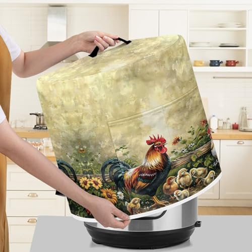 Image of Cozeyat Farm Rooster Kitchen Decor Accessories Appliance Dust Cover for Electric Pressure Cooker /Air Fryer /Rice Cooker /Steamer /Toaster,Pressure Cooker Cover 8 qt