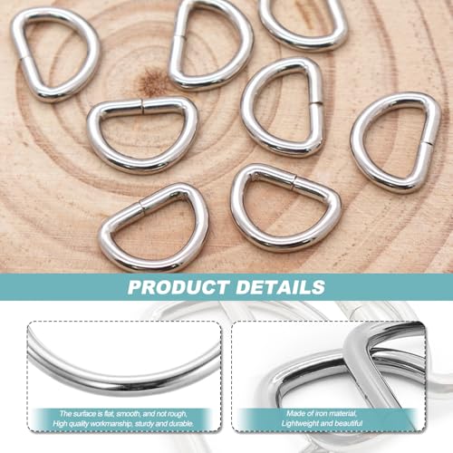 Rjayaa D Rings for Bag 25mm, 60 Pcs Metal D Rings Heavy Duty Silver D Shape Ring Buckles for Bags Handbag Backpack Strap Belt Hardware - Image 3