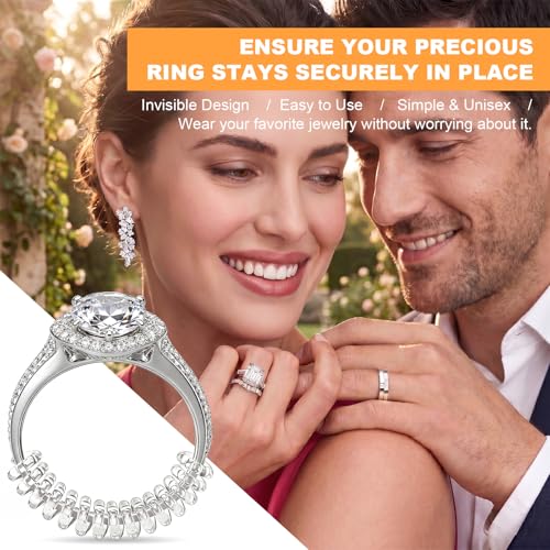 Image of Ring Sizers for Loose Rings, Invisible Size Adjuster Silicone, Guards Spacer Tightener Resizer Fitter for Women Men, Make Smaller Without Resizing Thick Band (See-Through, 14)