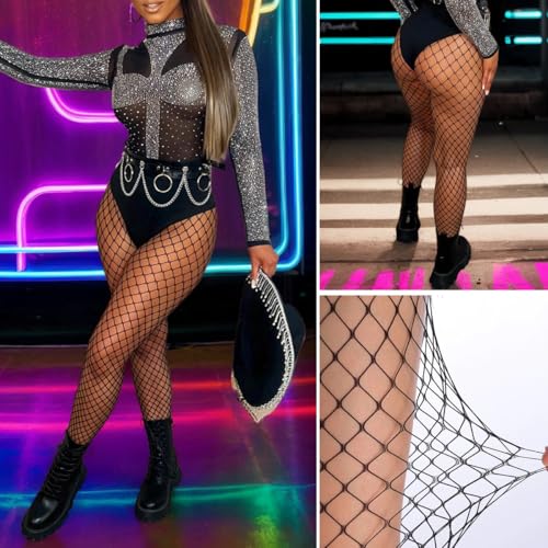 Image of Dorilin Fishnet Stockings for Women High Waist Fishnets Tights, 3 Pairs Colored Fishnet Pantyhose
