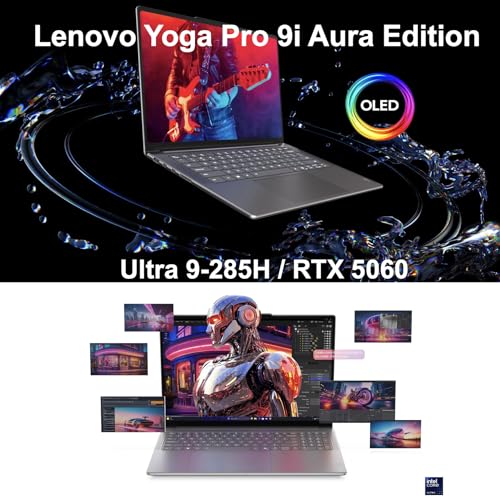 Image of Lenovo Yoga Pro 9i Aura Edition Creator Laptop 16.0 inch Touchscreen OLED 3.2K Display (Intel Ultra 9-285H, 32GB LPDDR5X, 2TB PCIe SSD, GeForce RTX 5060, Backlit KB, Win 11 Pro) w /DKZ USB Port Expander