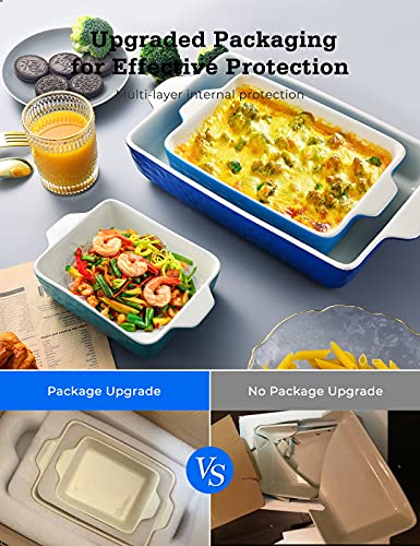 3Pack Ceramic Baking Dish For Oven Large Casserole Baking Dish With Handles Packaging Upgrade Nonstick Ceramic Bakeware For Cooking, Cakes, Lasagna & Gift, Blue #TOP5