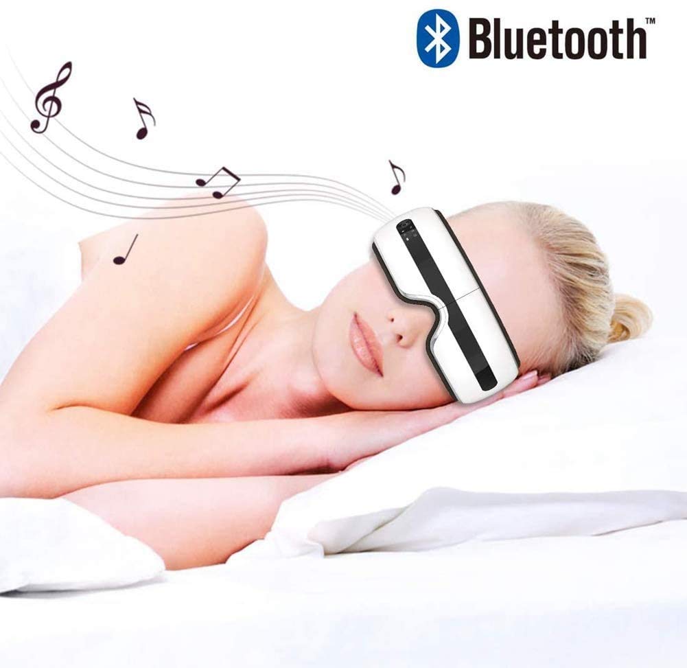 LIIAV Massager Eye-Massager-with-Heat-Vibration, Música Bluetooth Plegable, Recargable, Presión de Aire Masajeador de Shiatsu portátil eléctrico para Ojos Secos, Dolor de Cabeza, Relajarse