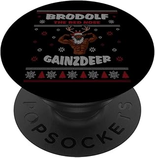 Lift Deer Muscle Weight Funny Christmas Santa Ugly Christmas PopSockets Standard PopGrip