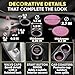 Pink Car Accessories Set, 27 Pieces – Bling Car Accessories for Interior Styling with Rhinestone Details for Daily Use, Universal Fit Kit for Steering Wheel, Vents, Mirror Area, Great Gift for Women