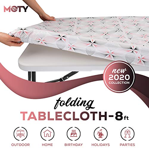 Tablecloth for Folding Table -Fitted Rectangular Table Cloth for 8 Foot - Size