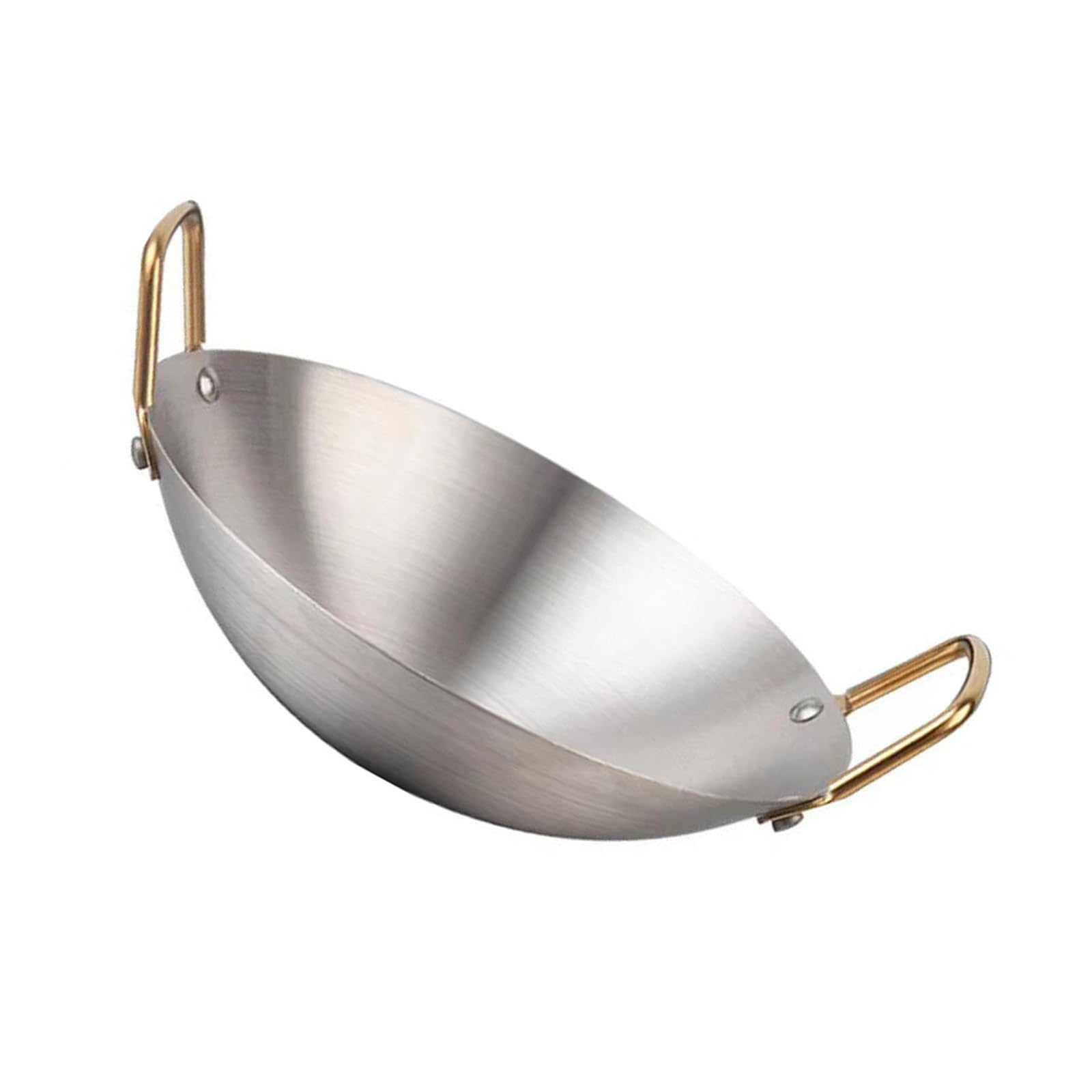 Hsyzygian Modern Stainless Steel Wok Pan with Ergonomic Double Handle Multipurpose Skillets for Vegetables Frying Steaming Frying Pan