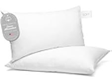 Digital Decor 100% Cotton Luxury Hotel Pillows Queen Size Set of 2, Cooling Down Alternative Bed Pillows for Sleeping, Hypoallergenic Soft Pillows for Side & Back Sleepers, Made in USA, 30