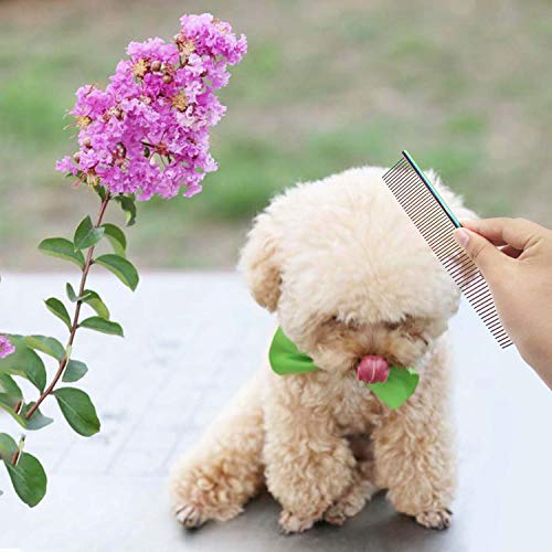 S-H ARTISAN-SH Pet Stainless Steel Comb Cat and Dog Grooming Comb, With Round Teeth Can Clean Hair and Prevent Knotting, Suitable for All Kinds of Pets, Wide Teeth and Tight Teeth Dog Combs (7.4 in) - Image 5