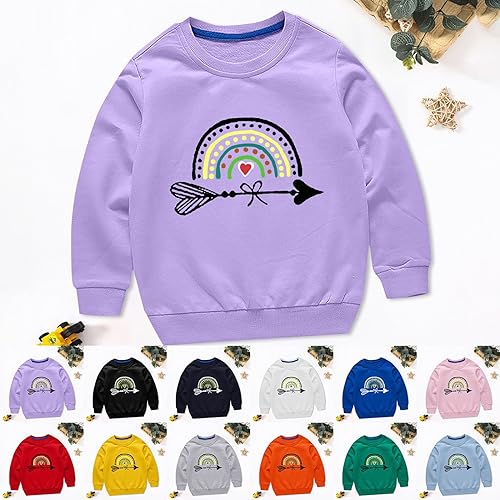 Toddler Boys Girls Sweater Autumn/Winter Rainbow Print Long Sleeve Round Neck Hatless Sweater Party (Navy, 13-14 Years)2