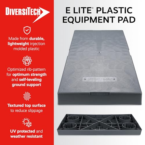 DiversiTech EL3636-3 E Lite Plastic Equipment Pad for HVAC Systems, Outdoor Equipment Mounting Base, Condenser Pad, 36" x 36" x 3", Gray