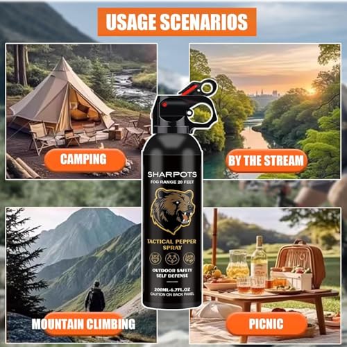 Compact Pepper Spray for Hiking: Maximum Strength Powerful for Camping - Easy Access Outdoor Personal Protection 6.7OZ