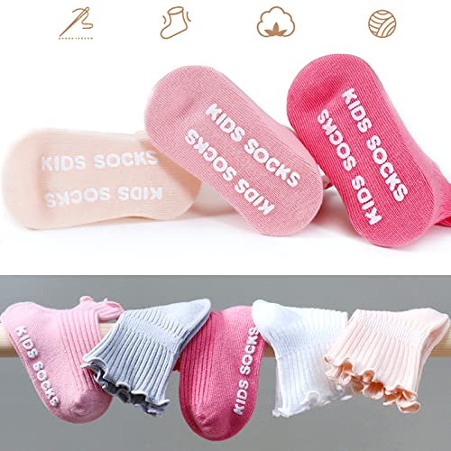 Fly Love 6 Pairs Newborn Baby Cotton Ankle Socks Toddler Grips Seamless Non-Slip Anti Slip Crew Socks (As1, Age, 6_Months, 12_Months, Style A) #TOP1