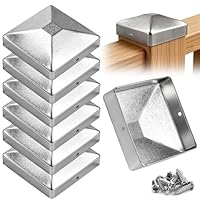 mawmuaw 6 Stück Pfostenkappen 91x91mm Zaunpfosten Kappen Rostfreie Verzinkte Pfostenabdeckung aus Metall mit Schrauben für Holzpfosten Terrassenpfeiler