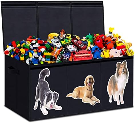 HomeMarvel Toy Chest for Boys, Big Toy Box, Toy Box for Boys, Kids Toy Storage Bins, Sturdy & Foldable, Removable Divider, Large Storage Containers for Playroom, Bedroom, Closet, Home (Dog)