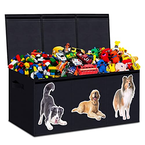 Homemarvel Toy Chest For Boys, Big Toy Box, Toy Box For Boys, Kids Toy Storage Bins, Sturdy & Foldable, Removable Divider, Large Storage Containers For Playroom, Bedroom, Closet, Home (Dog) #TOP14
