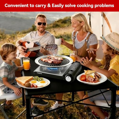 YINMANQ Detachable Grill Pan & Butane Stove Combo with Safety Auto-Eject | Portable Suitcase Design for Camping, Tailgating, Picnics, Indoor/Outdoor Cooking & Hot Pot - Image 2