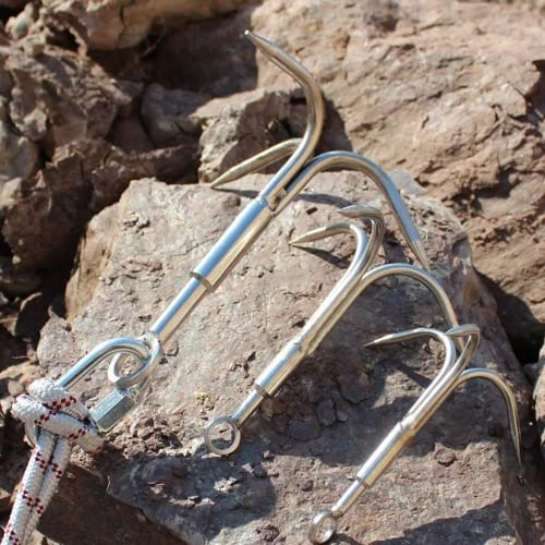 Cyfie Grappling Hook Grapnel Hook, 3-Claw Stainless Steel Tree Climbing Hook, Brunch Limb Retrieving Removal Hook Edc Tool #TOP6