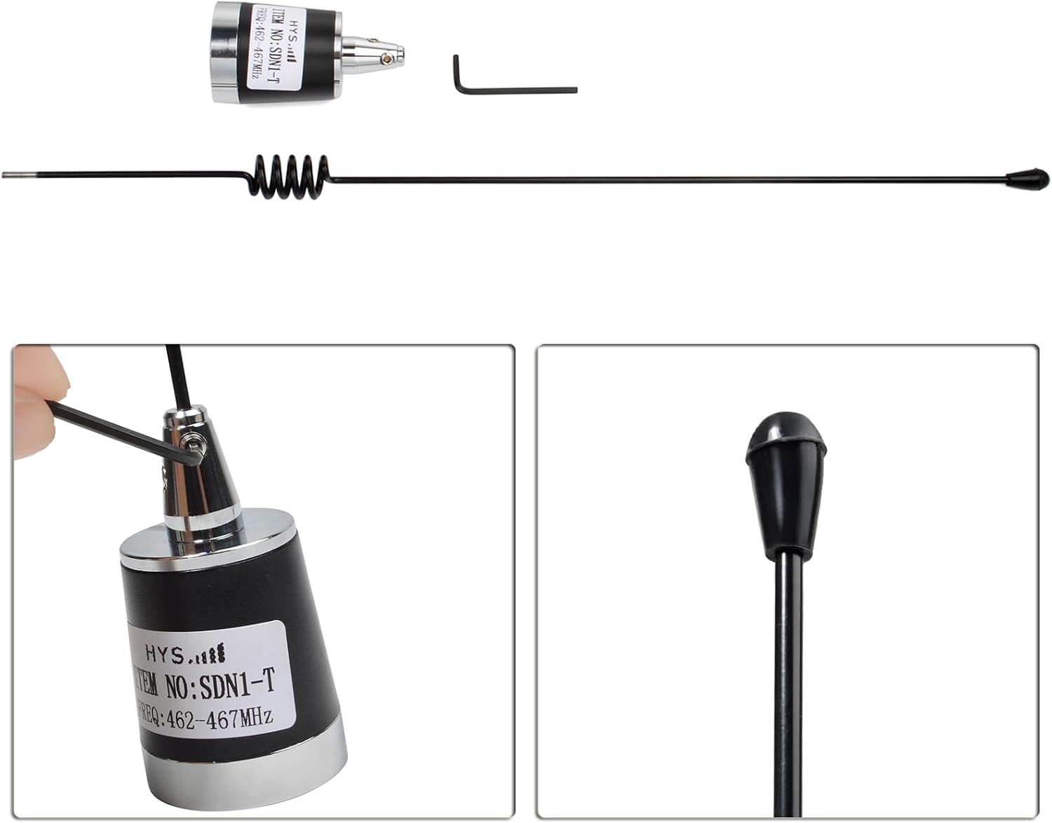 HYS GMRS Pretuned Low-Profile UHF Whip NMO 462-467Mhz 5/8 Antenna | 150W, 3.5dBi, Long Range Amateur NMO Antenna for Midland Motorola Cobra GMRS Mobile Radio, for Farms/Ranches/Off-Roading