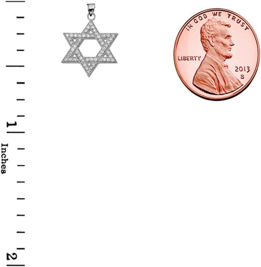 Dazzling Diamond Star of David in 14k White Gold Pendant Necklace