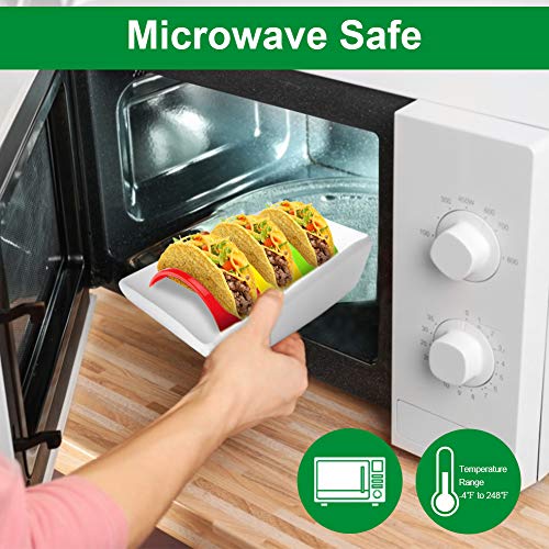 Fortomorrow Taco Holder Stands Set Of 18 Hard Plastic Taco Shell Holders Rack, Bpa Free For Microwave And Dishwasher Taco Tuesday Party Tray (Red, Yellow, Green) #TOP4