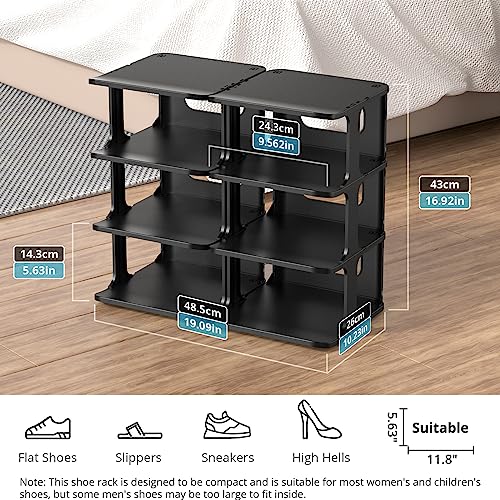 Flexible Combination Shoe Rack For Entryway, Black Organizer Closet, Free Standing Small Shelf Women Kids, Plastic Stackable Storage Tower , Narrow Stand Stacker Slots #TOP5