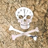 Orologio a forma di teschio e ossa incrociate, disponibile in molti colori, specchio argento, 25 cm