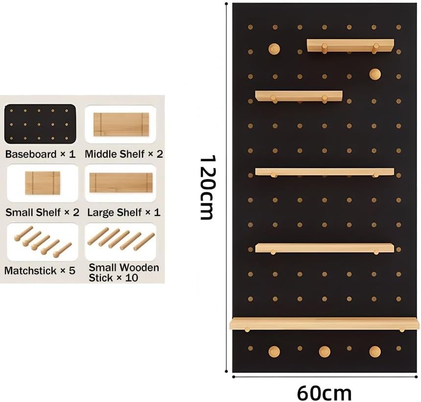 Wall-Mounted Wood Pegboard Shelf Kit - 16mm Thick Organizer Board for Home, Office & Crafts - Versatile Storage Solution for Workshop & Craft Room (White)