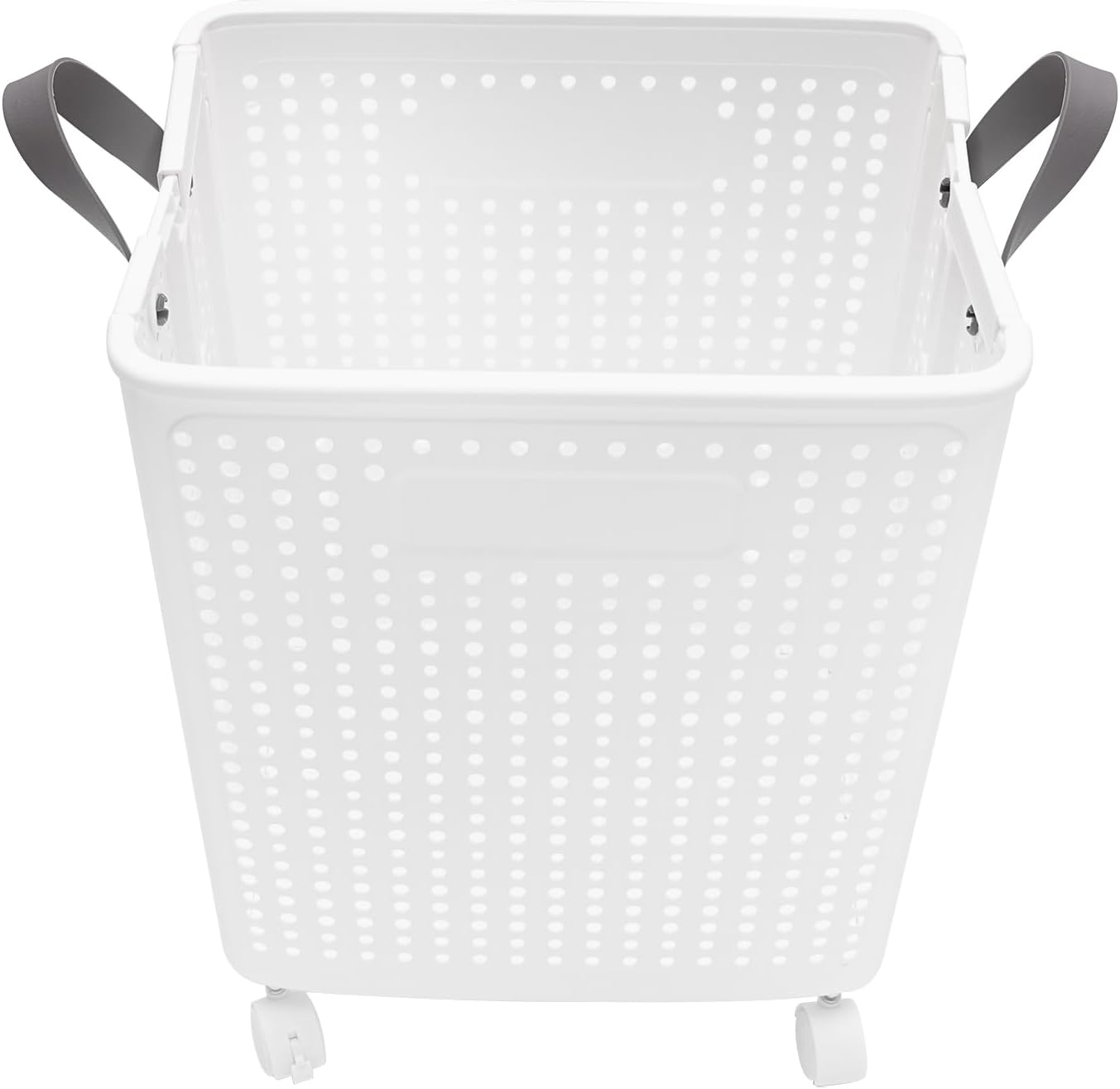 Plastic Basket with Handles Foldable Handle Basket Collapsible Laundry Hamper Folding Laundry Organizer Carry Plastic Baskets for Clothes White (Big)