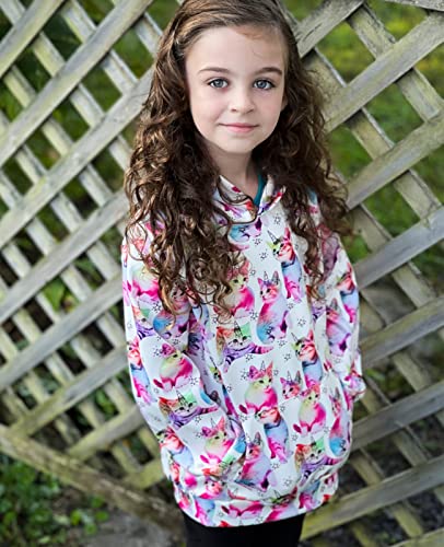 Big Girls Colorful Cat Hoodies 13 Years Old Juniors White Unicorn Graphics Shirt Sweater Size 14 Youth Child Thin Round Neck Hoodys Teenagers Stylish Meowy Long Sleeve Sweatshirt With Pockets 12T #TOP4