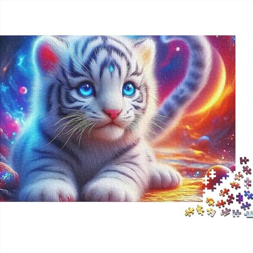 Rompecabezas de tigre blanco y espiral rojo naranja de 1000 piezas para adultos de 38x26cm