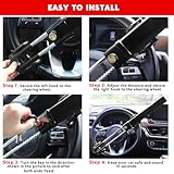 Turnart Steering Wheel Lock Anti-Theft Device Key Lock Retractable Car Lock with 3 Keys for Car Security Universal Fit for Auto/SUV/Van/Truck (Black) - Image 6