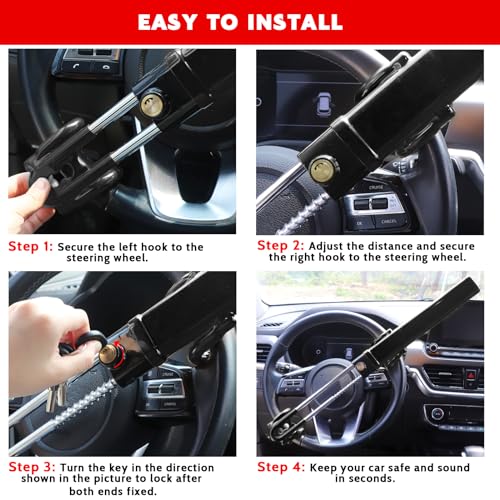image for Turnart Steering Wheel Lock Anti-Theft Device Wheel Lock Retractable C