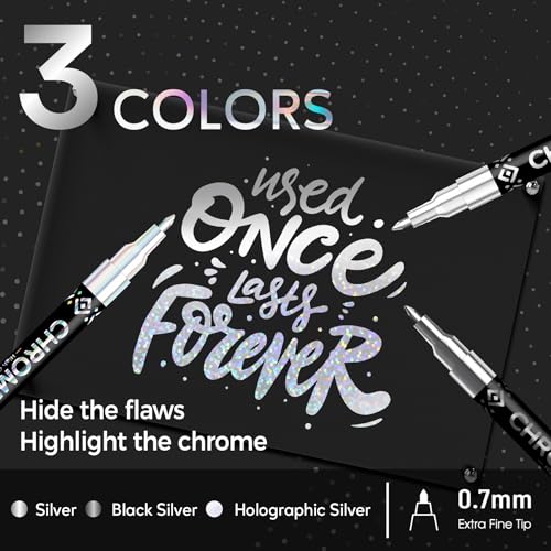 Pagather Chrome Paint Markers, Light Black Laser Silver Liquid Mirror Pens by Pagather - Used condition - Image 2
